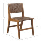 Woven Faux Leather and Wood Dining Chair Set 2